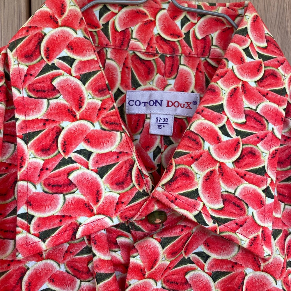 Men's Watermelon Print Dress Shirt - Red